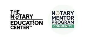 Logos for The Notary Education Center and Notary Mentor Program Community