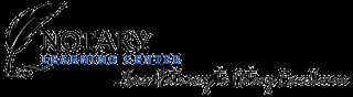 Notary Signing Services logo featuring a quill pen icon with text on black background